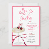 Hot Pink Cherry Cocktail Girls’ Day Brunch Night Kaart (Voorkant)