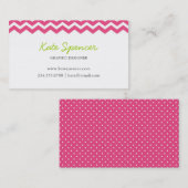 Hot Pink Chevron en Polka Dot Visitekaartje (Voorkant / Achterkant)