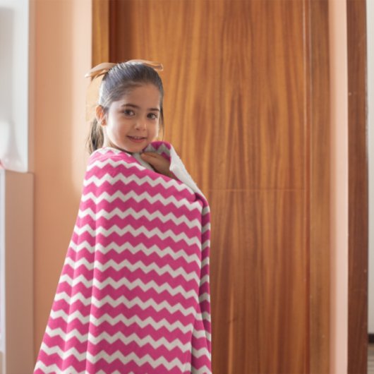 Hot Pink Chevron Fleece Deken
