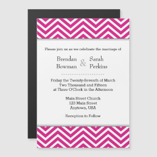 Hot Pink Chevron Magnetic Wedding Uitnodiging Magnetische Uitnodiging
