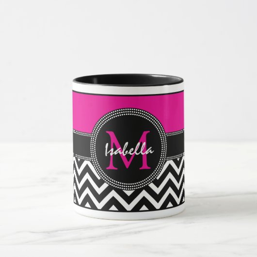 Hot Pink Chevron Monogram Isabella Chic Mok (Midden)