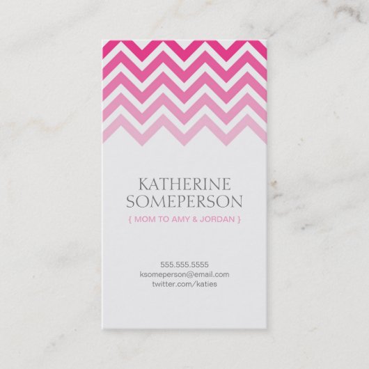 Hot Pink Chevron Ombre makelaarskaarten Contactkaartje (Voorkant)