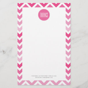 Hot Pink Chevron Ombre ZigZag Dank u Bedankt Briefpapier