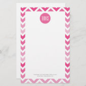 Hot Pink Chevron Ombre ZigZag Dank u Bedankt Briefpapier (Voorkant / Achterkant)