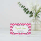 Hot Pink Chevron Visitekaartje (Staand voorkant)