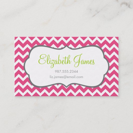 Hot Pink Chevron Visitekaartje (Voorkant)