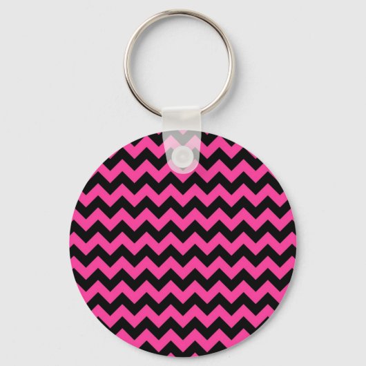 Hot Pink Chevrons Elegant Decor Sleutelhanger (Voorkant)