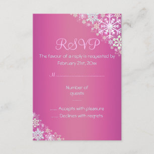 Hot Pink Chic Snowflake RSVP-kaart RSVP Kaartje