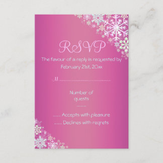 Hot Pink Chic Snowflake RSVP-kaart RSVP Kaartje