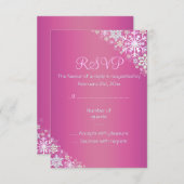 Hot Pink Chic Snowflake RSVP-kaart RSVP Kaartje (Voorkant / Achterkant)