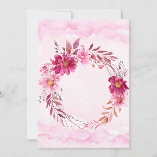 Hot Pink Chrysanthemum Floral Wedding Kaart (Achterkant)