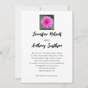 Hot Pink Chrysanthemum Floral Wedding Uitnodiging