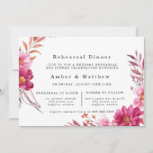 Hot Pink Chrysanthemum Rehearsal Dinner Kaart (Voorkant)