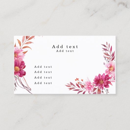 Hot Pink Chrysanthemum Visitekaartje (Voorkant)