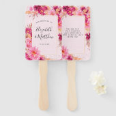 Hot Pink Chrysanthemum Wedding Hand Fan Handwaaier (Voorkant en achterkant)