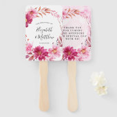 Hot Pink Chrysanthemum Wedding Handwaaier (Voorkant en achterkant)