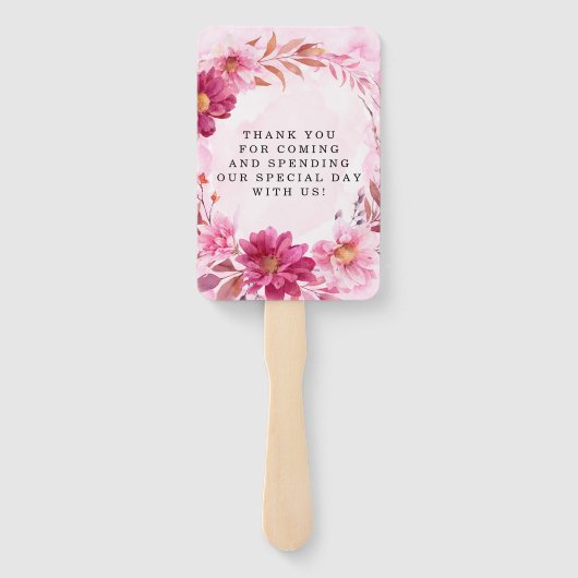 Hot Pink Chrysanthemum Wedding Handwaaier (Achterkant)