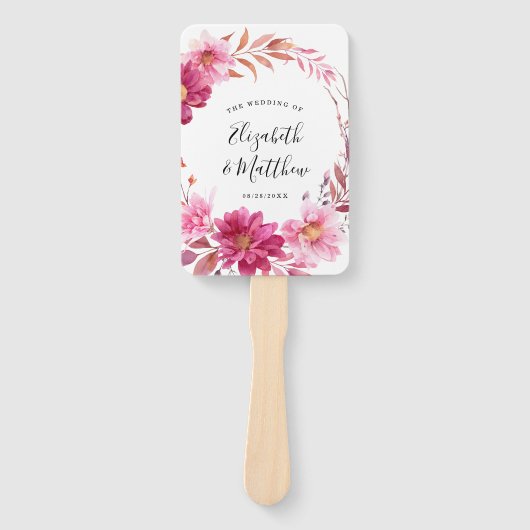 Hot Pink Chrysanthemum Wedding Handwaaier (Voorkant)