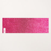 Hot Pink Close-up Glitter met Jouw naam Yoga Mat (Voorkant (horizontaal))