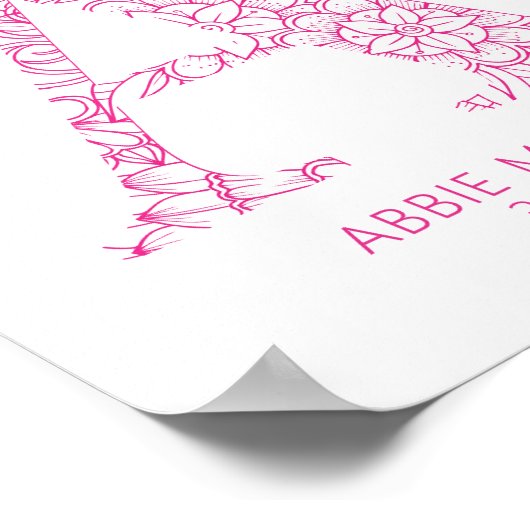 Hot Pink Coastal Mandala Letter A Wall Art Kinder Poster (Hoek)