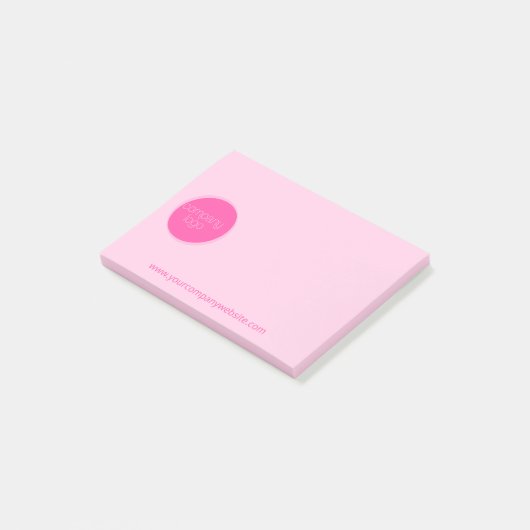 HOT PINK COMPANY LOGO SJABLOON AANGEPASTE BEDRIJVE POST-IT® NOTES (Schuin)