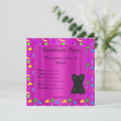 HOT PINK confetti BACHELORETTE ARTIJ INVITATIE Kaart (Staand voorkant)