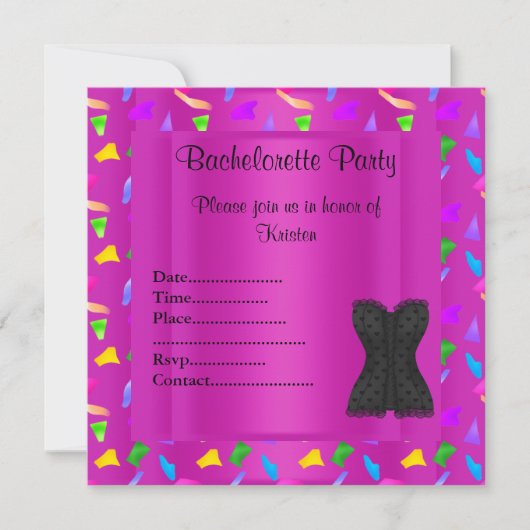 HOT PINK confetti BACHELORETTE ARTIJ INVITATIE Kaart (Voorkant)