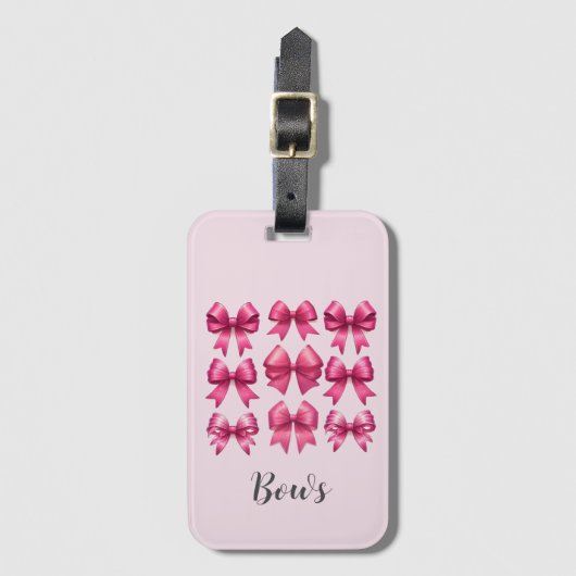 Hot Pink Coquette Bows Bagagelabel (Voorkant (verticaal))