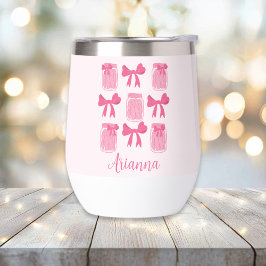 Hot Pink Coquette Pickle Jar en boog gepersonalise