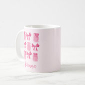 Hot Pink Coquette Pickle Jar en boog gepersonalise Koffiemok (Voorkant links)