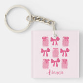 Hot Pink Coquette Pickle Jar en boog gepersonalise Sleutelhanger (Voorkant)