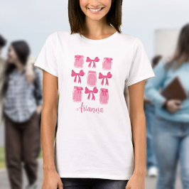 Hot Pink Coquette Pickle Jar en boog gepersonalise T-shirt