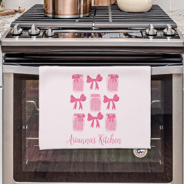 Hot Pink Coquette Pickle Jar en boog gepersonalise Theedoek