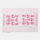 Hot Pink Coquette Pickle Jar en boog gepersonalise Theedoek (Horizontaal)