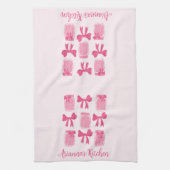 Hot Pink Coquette Pickle Jar en boog gepersonalise Theedoek (Verticaal)