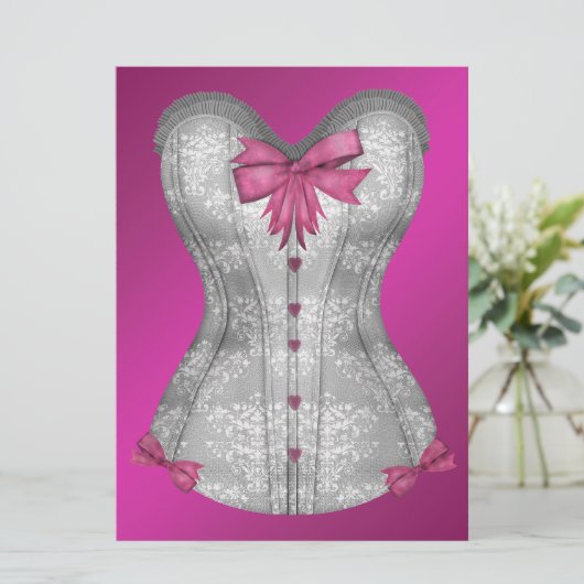 Hot Pink Corset vrijgezellenfeest Kaart (Staand voorkant)