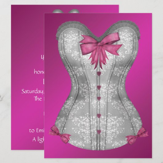 Hot Pink Corset vrijgezellenfeest Kaart (Voorkant / Achterkant)