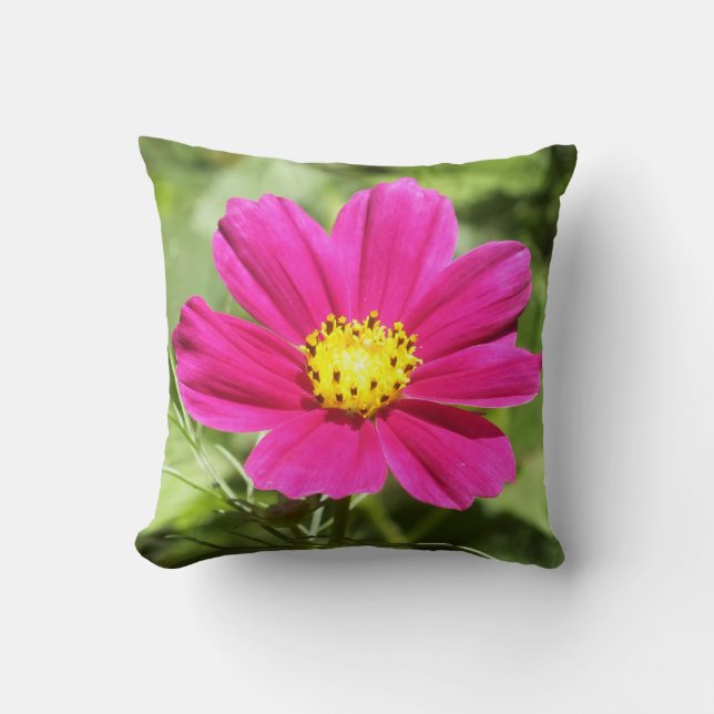 Hot Pink Cosmos Flower Sierkussen (Voorkant)