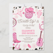 Hot Pink Cowgirl Disco Ball 2e Rodeo Verjaardag Kaart (Voorkant)