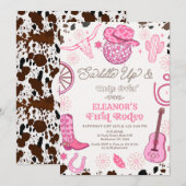 Hot Pink Cowgirl Disco Ball Eerste Rodeo Verjaarda Kaart (Voorkant / Achterkant)