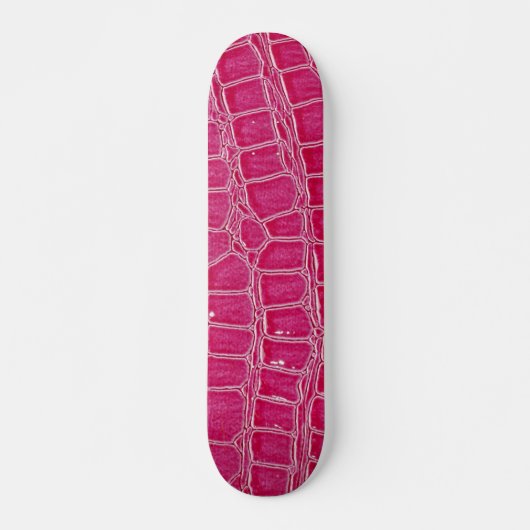 Hot Pink Croc Crocodile Skin Faux Mini Skateboard (Voorkant)