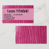 Hot Pink Croc Crocodile Skin Faux Visitekaartje (Voorkant / Achterkant)