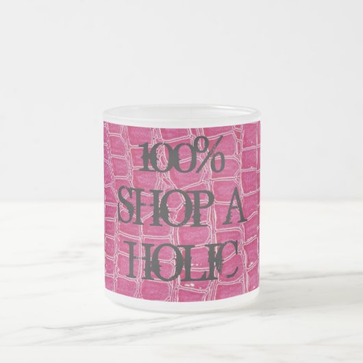 Hot Pink Croc Faux Frosted Glass Coffee Mok Cup (Center)