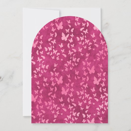 Hot Pink Crown Butterflies Elegant Quinceanera Kaart (Achterkant)