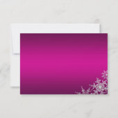 Hot Pink Crystal Snowflake Kerstdiner Party RSVP Kaartje (Achterkant)