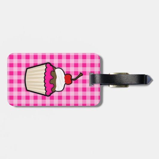 Hot Pink Cupcake Bagagelabel (Achterkant horizontaal)
