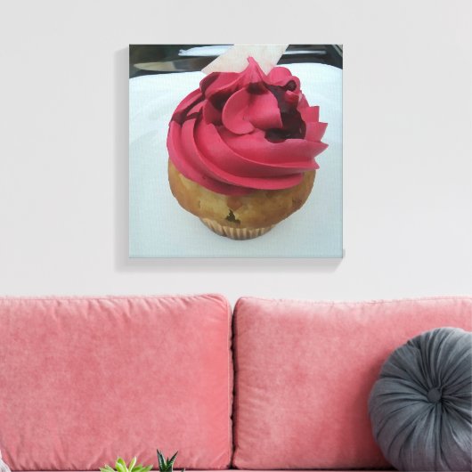 Hot Pink Cupcake Canvas Afdruk (Insitu (Woonkamer))