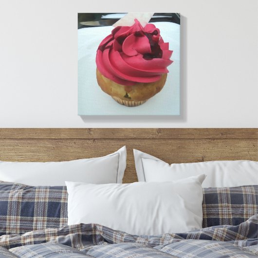 Hot Pink Cupcake Canvas Afdruk (Insitu (Slaapkamer))