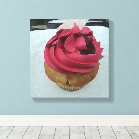 Hot Pink Cupcake Canvas Afdruk (Insitu (Houten vloer))