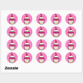 Hot Pink Cupcake Ronde Sticker (Vel)